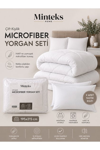 Mikrofiber Yorgan Seti +2 adet Yastık