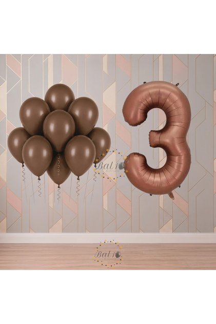 Bal10 3 Year Old Brown Themed Birthday Party Set