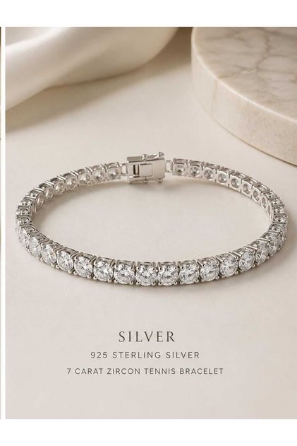 7 Carat Tennis Bracelet 92.5% Silver and Zircon