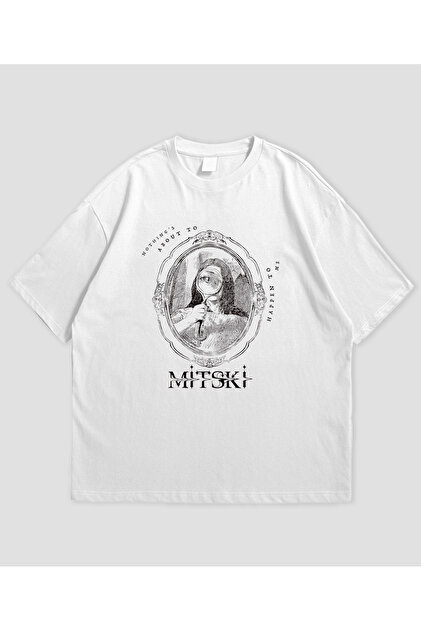 Mitski bela majica sa štampanjem, unisex, 100% pamuk, majica sa okruglim izrezom