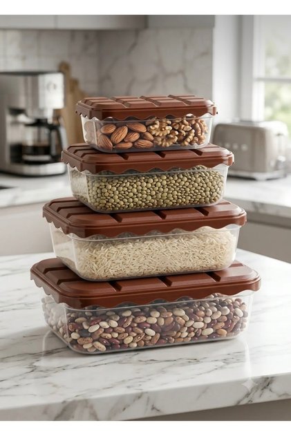 4-Piece Storage Container with Chocolate Cover Pattern - Multi-Purpose Storage Container