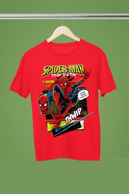 Spider Man Printed Crewneck Short Sleeve Children's T-Shirt