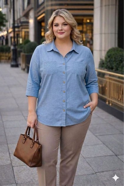Cotton Voile Pocket Embroidered Shirt