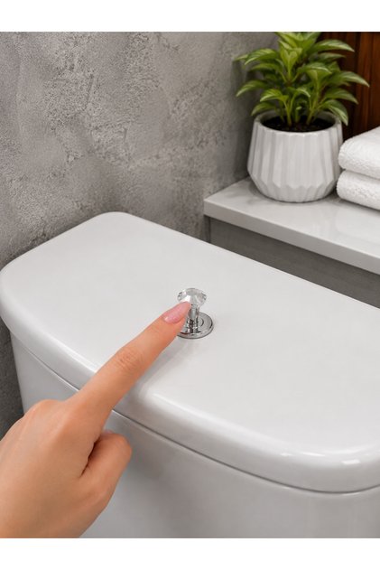 1 Adet Klozet Kapağı Basma Aparatı Şeffaf Kristal Düğme – Klozet Kapak Açma Tutacağı