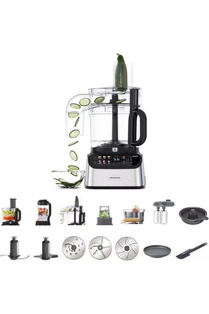 MultiPro OneTouch Food Processor & Blender, 1000W, 3L Bowl, 1.5L Glass Blender, OneTouch Presets, Digital Scale, 11 Attachments, Juice Extractor, FDM73.980SS, Silver