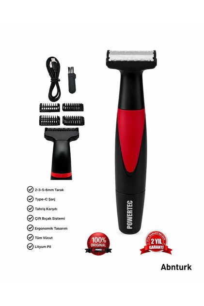 Tahriş Karşıtı Vücut Tıraş Makinesi-Çift Çelik Bıçak Sıfıra Yakın Kesim Sakal Ense Tüy Makinesi