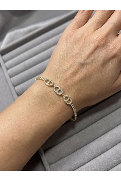 Oval Ring Motif Zircon Stone Women's Waterway Bracelet