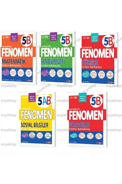 Fenomen 5 (B) Matematik FenBilimler Türkçe Sosyal (AB) Paragraf 5 li Set