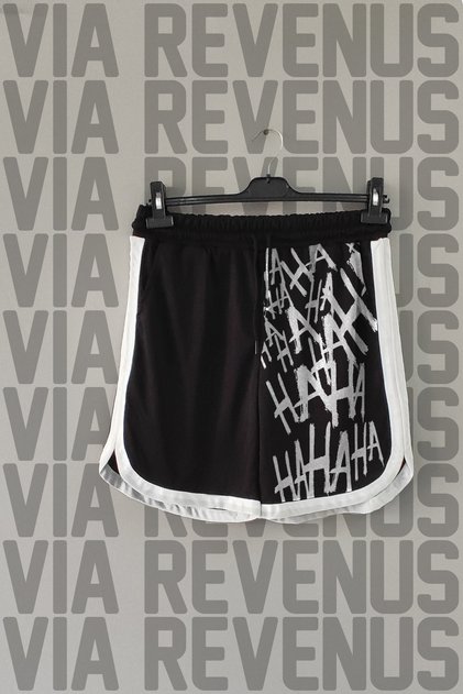 Joker Laughter Design Printed Jersey Sports Training Shorts with Piping Detail