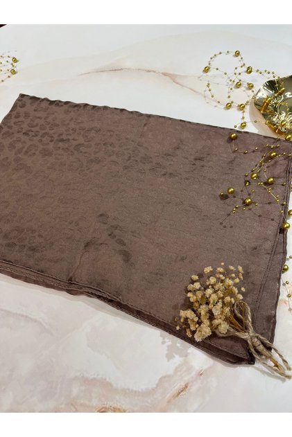 Leopar Desen Kahverengi Şal