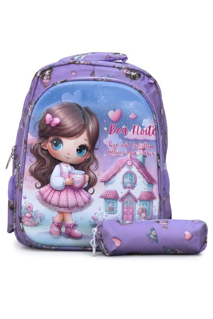 14 Inch Pretty Heart School Bag For 4-7 Years, Printed Backpack Bags, Lightweight With Pencil Pouch, Washable, Bag For Kids, Girls