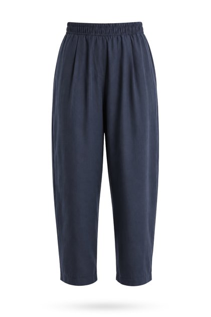 Navy Blue Kali Poplin Barrel Pants