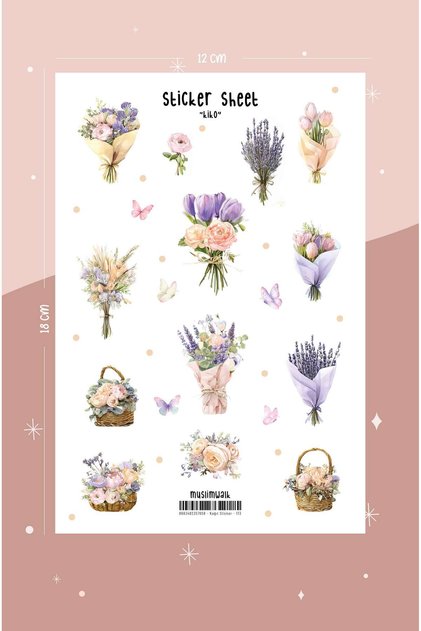 Kik-kko – Lila Buketler – Sticker Seti #173