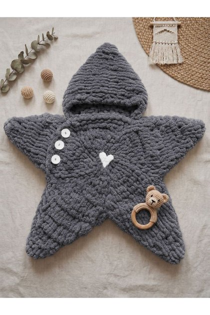Yumoş Cream Color Baby Star Romper - Star Blanket / Swaddle