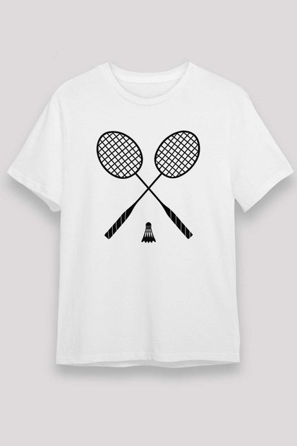 Badminton Printed Unisex White T-Shirt - Tshirt