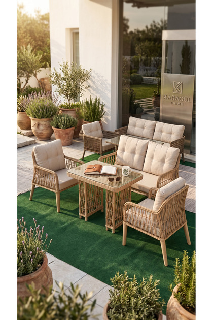 Mira Kapiçino 2+1+1 60x90 Masa / Alüminyum / Mat Soft Rattan / Küçük Balkonlar İçin İdeal