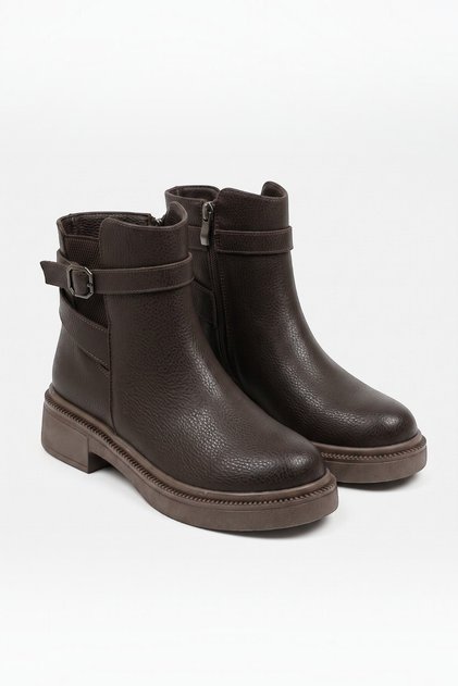 Valen Zippered, Buckled, Short Women's Boots with Elastic Edges