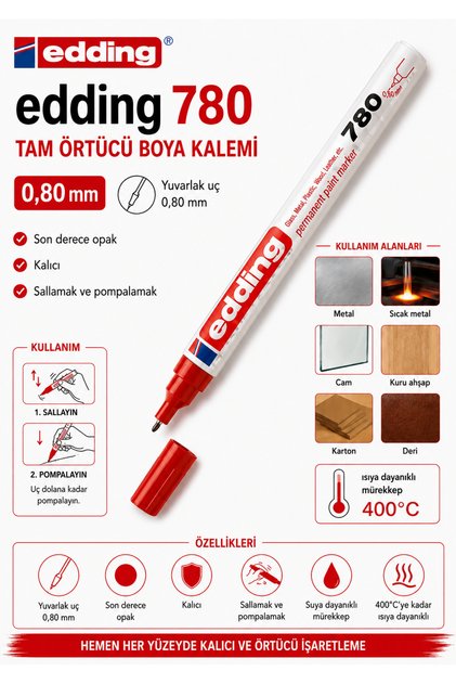 780 Glass, Wood, Metal, Paper Paint Covering Pen Red