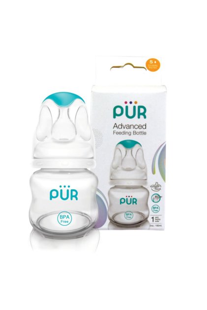 Advanced Plastic Baby Bottle, 0-3 Months, Slow Flow, 60ml