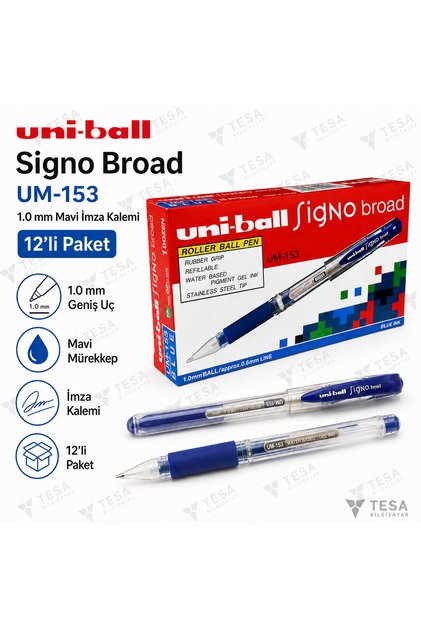İmza Kalemi Jel Um-153 Mavi 12'li