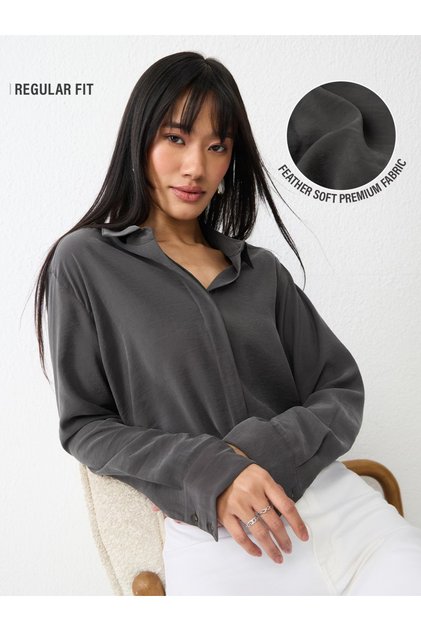 Charcoal Long Sleeve Regular Fit Shirt