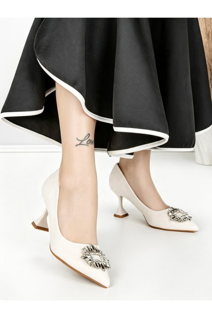Pantofi stiletto bej din material textil Velenzae