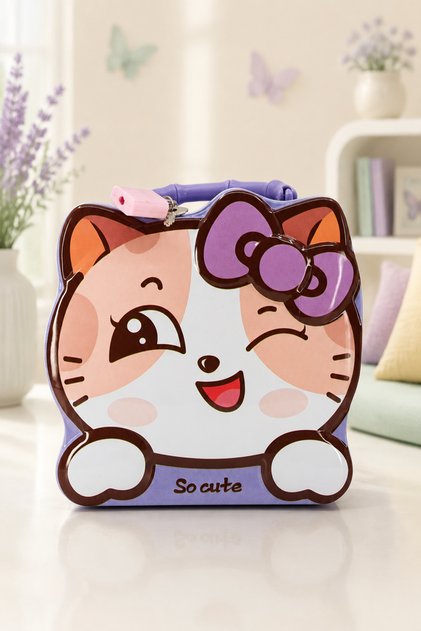 Cute Cat Lockable Metal Piggy Bank | Cute Gift