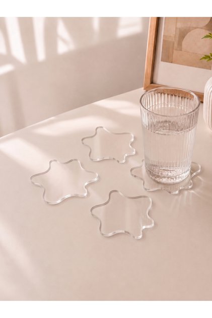 Set of 4 Transparent Amorphous Form Plexiglass Coasters (10X10 cm)