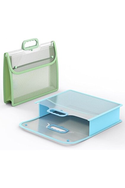 2 Pack Expanding File Folder with Handle, Portable A4 and Letter Size Document Organizer, Heavy-Duty