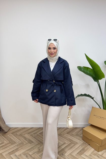 Molly Nelly Women's Short Lined Trench Coat