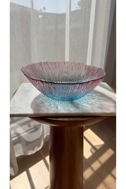 Asymmetrical Glass Color Gradient Salad Bowl