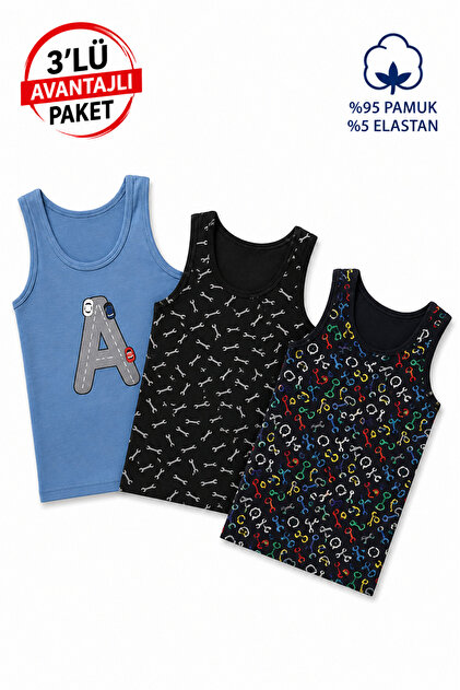 Tricou colorat din bumbac Lycra pentru băieți, pachet de 3 7150