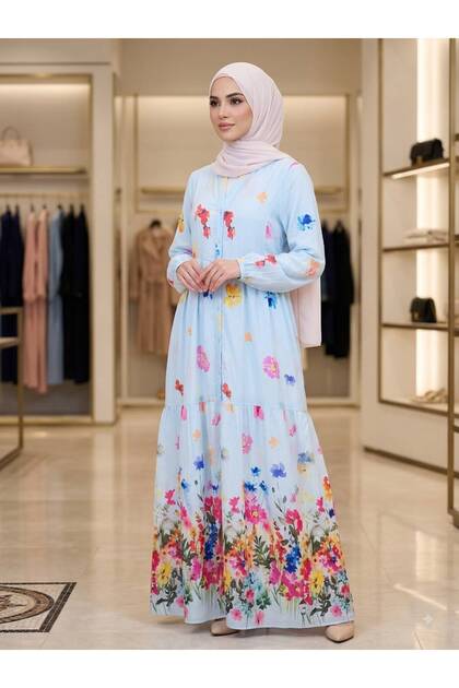 Modal Mango Skirt Water-Print Summer Dress (1St Size): 38-40-42--- (2Nd Size): 44-46-48 Tekabul Eder.. Length 140 cm
