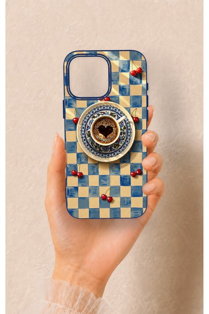 iPhone 16 Pro Max Compatible Heart Coffee Pattern Silicone Case
