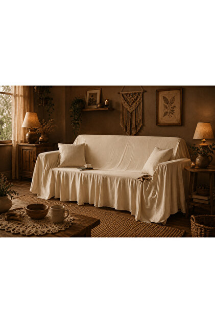 Cotton Linen Sofa Cover Bohemia Style 4 Edges Flat Stitching 180X220 cm