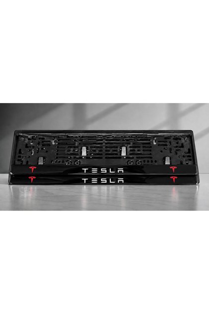 Tesla Tasarımlı Pleksi Üzerine UV Baskılı Oto Plakalık 2'li Set