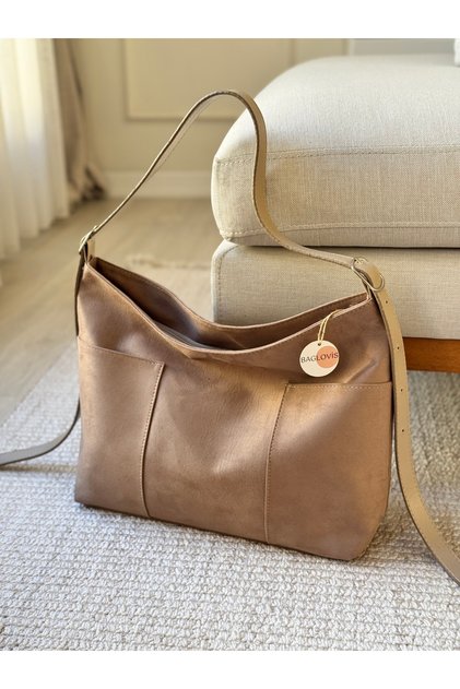 Adjustable Perforated Strap Shoulder and Crossbody Women's Bag with Front Pocket En42 Size28