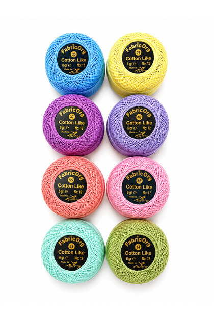 No:12 Cotton Like Etamin - Cross Stitch 8-Piece Thread Set-4 (6 Gr)