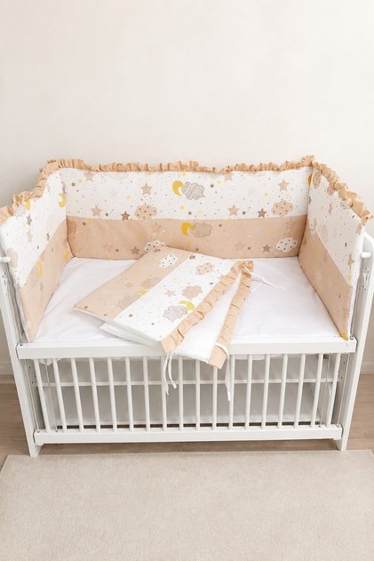 Coffee Ruffle 90X130 Furniture Crib Protection Set - 4 Piece Dream Series