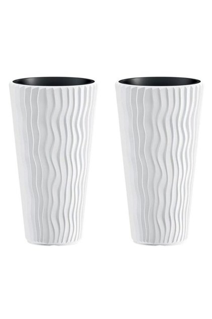 Set 2 ghivece de flori, Sandy Slim, rotunde, inalte, 39x70.8 cm, alb, Prosperplast
