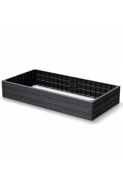 Pat/strat inaltat pentru flori, legume, din plastic, efect lemn, antracit, 149.2x75.6x25 cm, Prosperplast