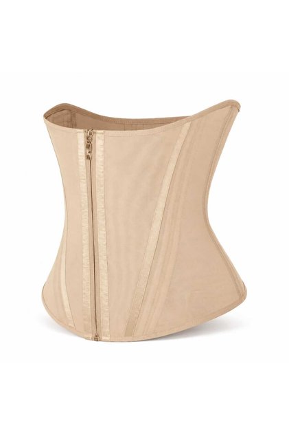 Women's High Compression Beige Tummy Control Waist Cincher with Zipper and Adjustable Hooks for Waist and Abdominal Support