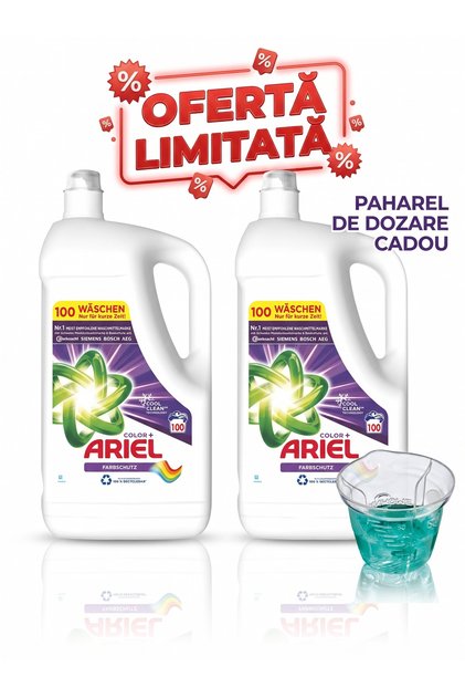 PROMO 2 x Detergent lichid de rufe Color+, 100 de spălări, 5L + Cupa Dozare Gratuita