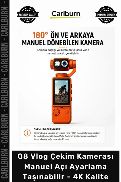 #KameraFocus Q8 Vlog Çekim Kamerası Manuel Açı Ayarlama Kompakt Taşınabilir 4K Kalite