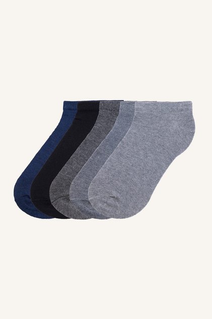 5-Piece Cotton Melange Detailed Medium Booties Socks for Boys I2966A8Ns