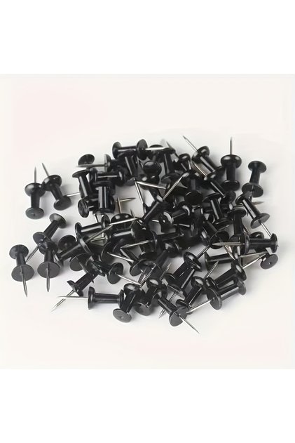 black 50pcs Push Pins, Photo Postcard Decoration Transparent Tacks for Photo Wall, Bulletin Board, H