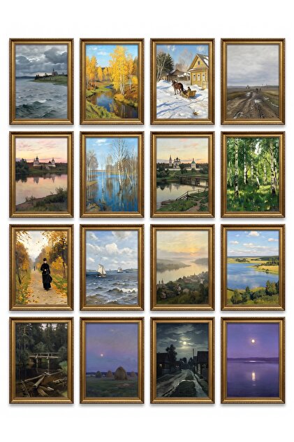 Isaac Levitan Paintings 16-Piece Sticker Set Laptop Notebook Phone Sticker