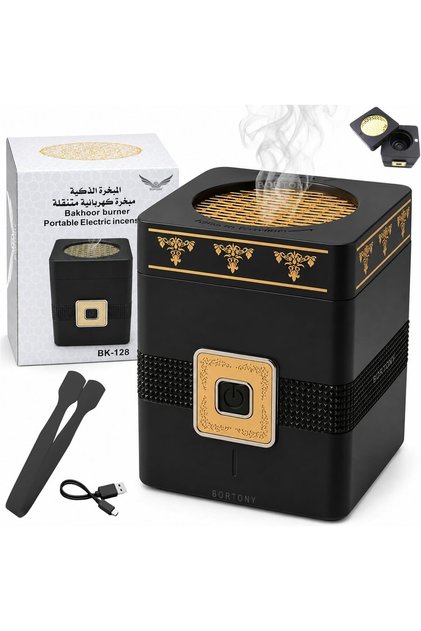 Bukhoor Burner, Portable Incense Burner, Rotating Flip Head Oud and Bakhoor Burner, Rechargeable Smart Aromatherapy Machine Arabic Mubkhara Device for Car, Home and Office