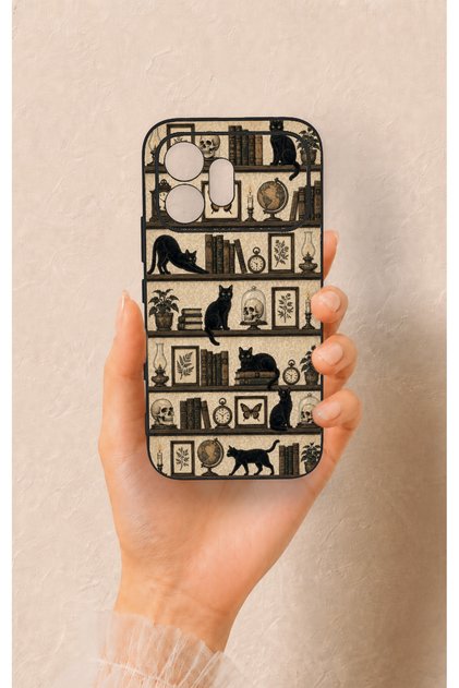 Honor 600 Compatible Vintage Black Cat Pattern Silicone Case