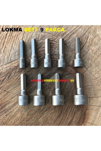 ÖZS BİTS LOKMA UÇ SETİ SOMUN SIKMA UCU TRAPEZ VİDA UCU 5-6-7-8-10-11-12-13MM 9 PCS